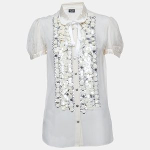 D&G Beige Sequin Embroidered Silk Shirt L, Shirts & Tops - Luxury Closet catalog