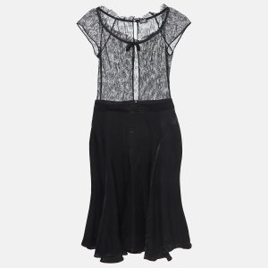 D&G Black Lace and Satin Flared Short Dress S, Dresses - Luxury Closet catalog