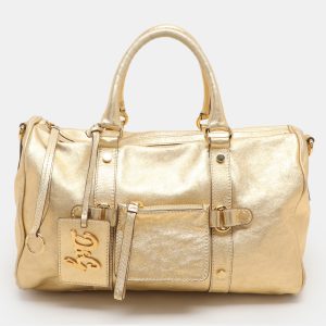 D&G Gold Leather Boston Bag, Handbags - Luxury Closet catalog