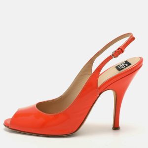 D&G Orange Patent Leather Peep Toe Slingback Sandals Size 38, Sandals - Luxury Closet catalog