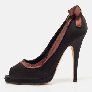 D&G Black/Brown Satin Peep Toe Pumps Size 40, Pumps - Luxury Closet catalog