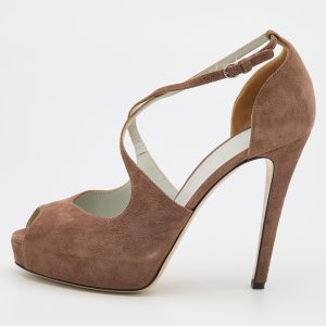 D&G Brown Suede Open Toe Platform Sandals Size 38.5, Sandals - Luxury Closet catalog