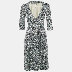 Diane Von Furstenberg Blue Printed Silk Jersey Wrap Dress M, Dresses - Luxury Closet catalog