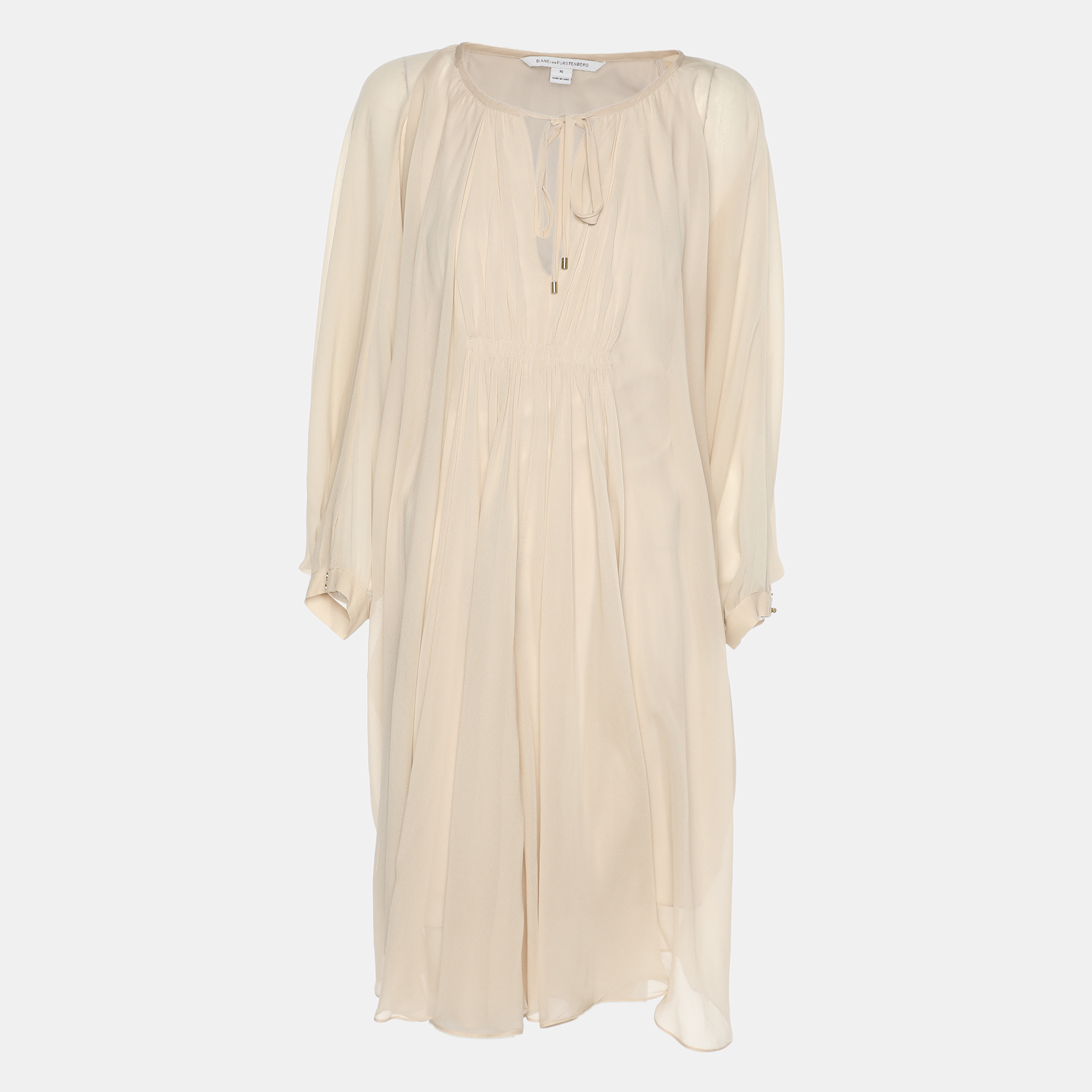 Diane Von Furstenberg Beige Silk New Fleurette Kimono Dress L, Dresses - Luxury Closet catalog