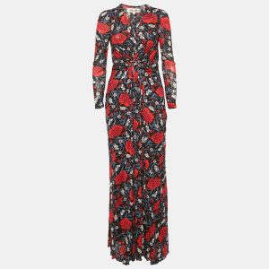 Diane Von Furstenberg Black Floral Print Jersey Long Sleeve Maxi Dress L, Dresses - Luxury Closet catalog