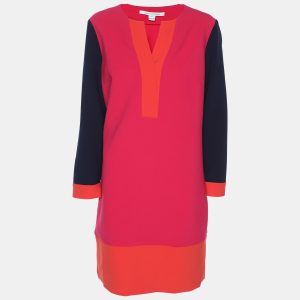 Diane Von Furstenberg Pink Colorblock Crepe Shift Dress L, Dresses - Luxury Closet catalog