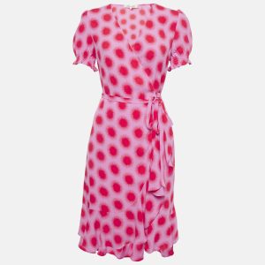 Diane Von Furstenberg Pink Printed Crepe Wrap Dress S, Dresses - Luxury Closet catalog