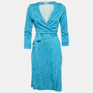 Diane Von Furstenberg Blue Printed Silk Short Wrap Dress M, Dresses - Luxury Closet catalog
