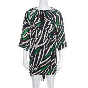 Diane Von Furstenberg Multicolor Striped Silk Tie Detail Kangou Tunic S, Shirts & Tops - Luxury Closet catalog