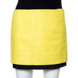 Diane Von Furstenberg Yellow Coated Raffia Elley Mini Skirt S, Skirts - Luxury Closet catalog