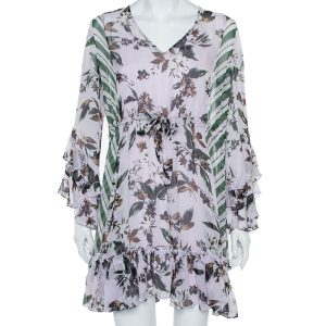 Diane Von Furstenberg Multicolor Silk Ruffled Oversized Mini Dress XS, Dresses - Luxury Closet catalog