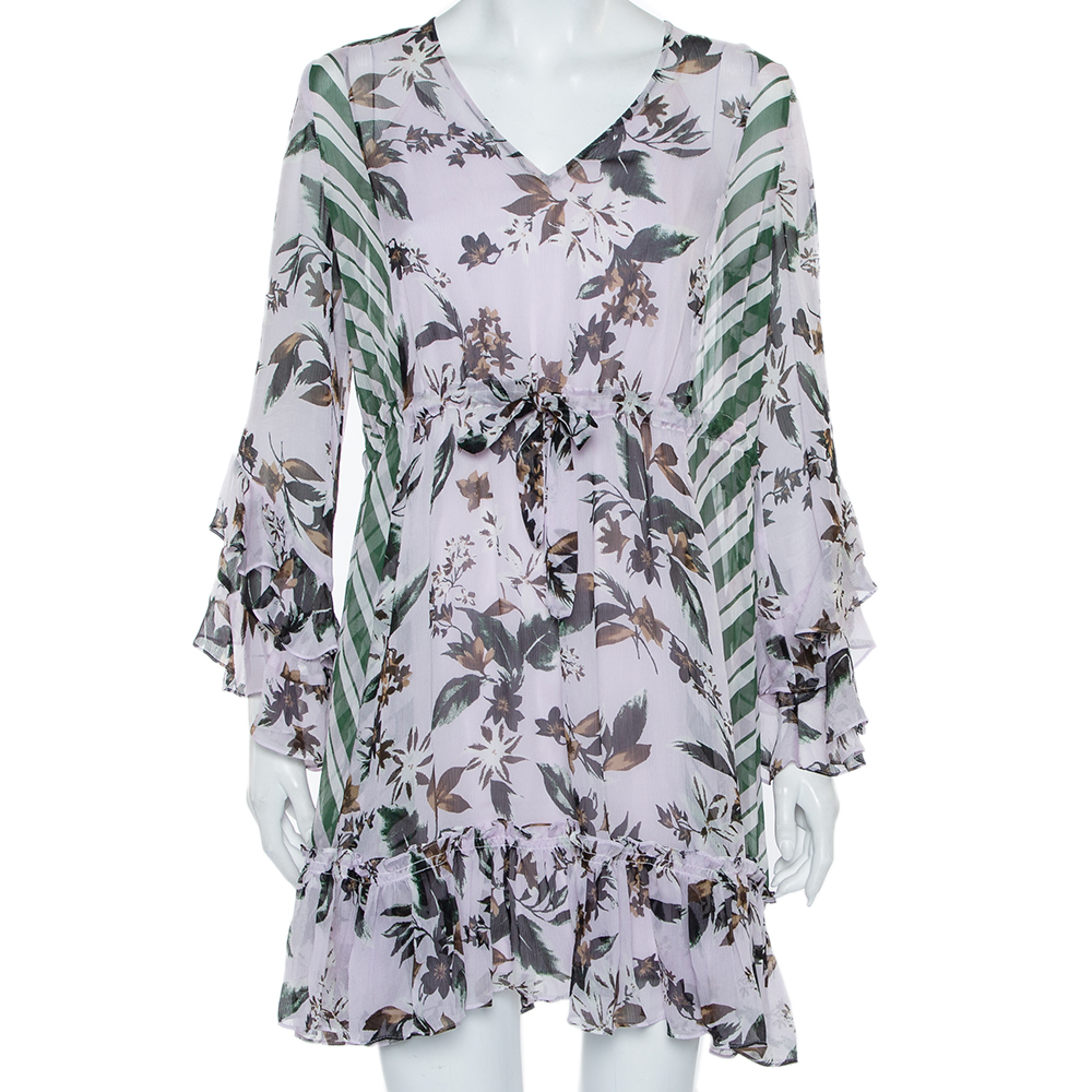 Diane Von Furstenberg Multicolor Silk Ruffled Oversized Mini Dress XS, Dresses - Luxury Closet catalog