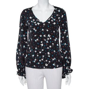 Diane Von Furstenberg Black printed Silk Oversized Dickinson Top XS, Shirts & Tops - Luxury Closet catalog