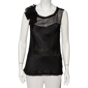 Diane Von Furstenberg Black Silk Draped Detail Sleeveless Mell Top L, Shirts & Tops - Luxury Closet catalog