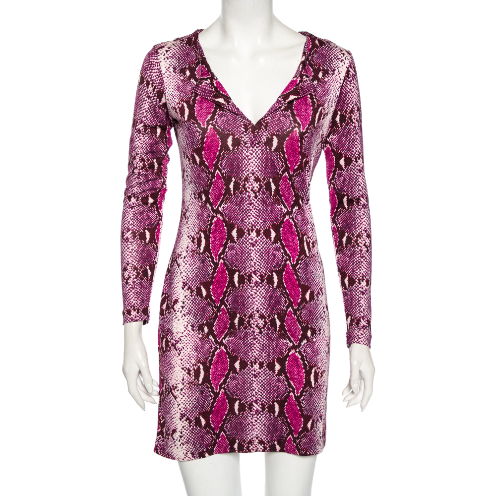 Diane von Furstenberg Purple Animal Print Silk Reina Long Sleeve Dress S, Dresses - Luxury Closet catalog