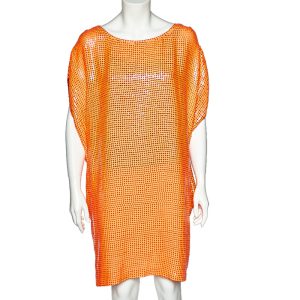 Diane Von Furstenberg Neon Orange Sequin Embellished Silk Kei Tunic L, Shirts & Tops - Luxury Closet catalog