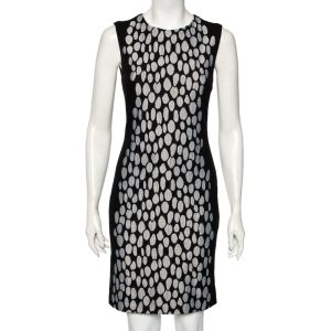 Diane von Furstenberg Black Knit And Textured Inset Detailed Tilda Dress S, Dresses - Luxury Closet catalog