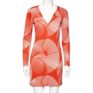 Diane von Furstenberg Dull Orange Printed Silk Reina Long Sleeve Dress S, Dresses - Luxury Closet catalog