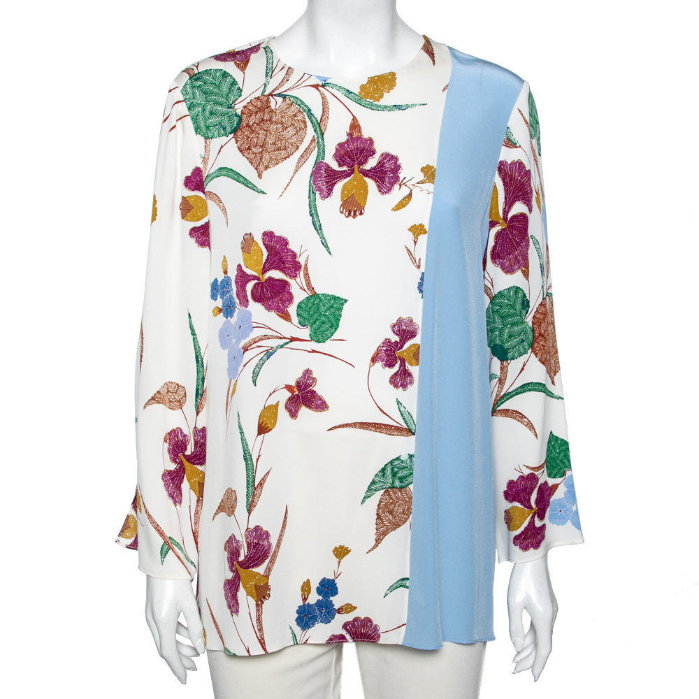 Diane von Furstenberg Multicolor Floral Printed Long Sleeves Top L, Shirts & Tops - Luxury Closet catalog