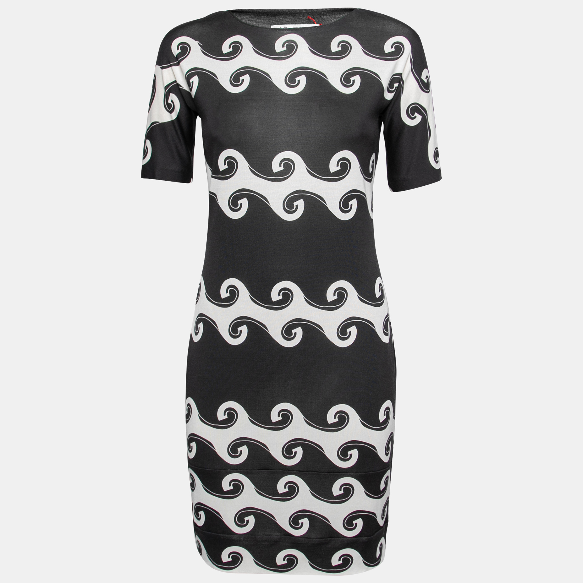 Diane Von Furstenberg Monochrome Wave Print Silk Knit Cyrani Dress M, Dresses - Luxury Closet catalog