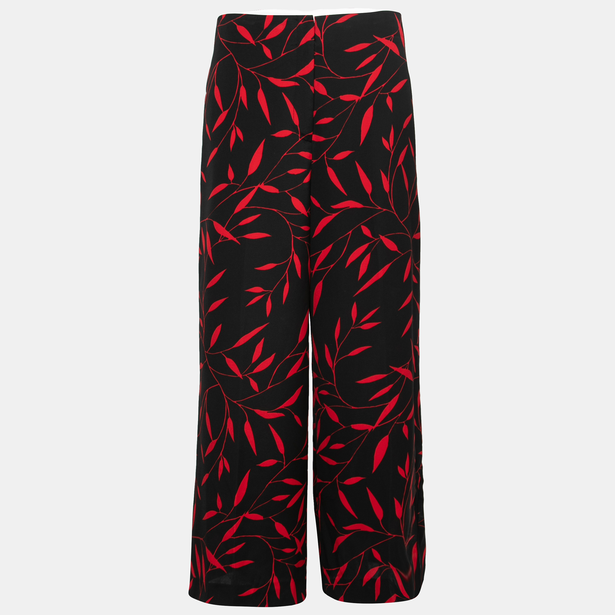 Diane Von Furstenberg Black & Red Printed Stretch Crepe Wide Leg Trousers M, Clothing - Luxury Closet catalog