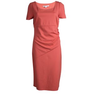 Diane von Furstenberg Coral Red Stretch-Cady Gathered Bevina Dress L, Dresses - Luxury Closet catalog