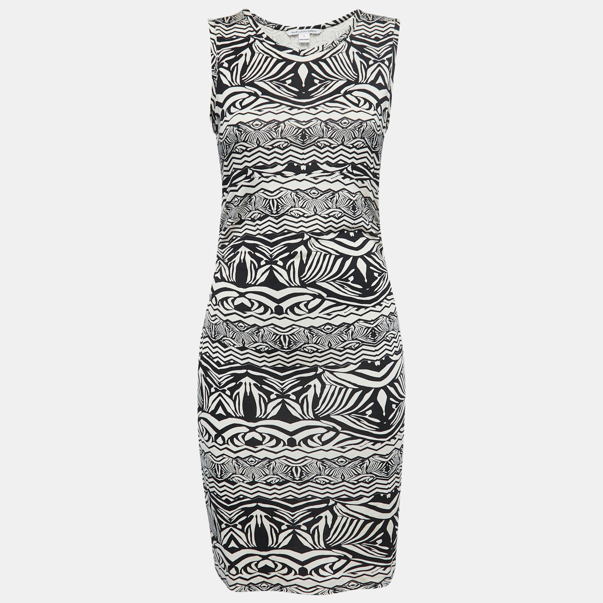 Diane Von Furstenberg Black/White Printed Jersey Selene Dress M, Dresses - Luxury Closet catalog