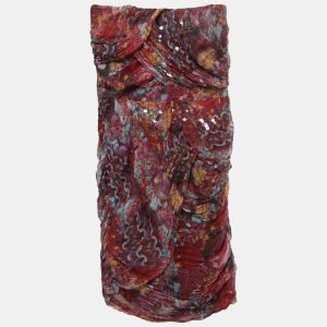 Diane Von Furstenberg Red Printed Silk Embellished Garvin Strapless Mini Dress S, Dresses - Luxury Closet catalog