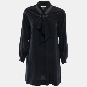 Diane Von Furstenberg Black Silk Neck Tie Detail Flared Mini Dress XXS, Dresses - Luxury Closet catalog