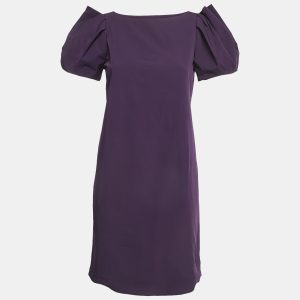 Diane Von Furstenberg Purple Stretch Crepe Draped Sleeve Mini Dress M, Dresses - Luxury Closet catalog