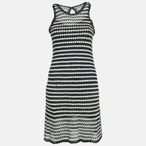 Diane Von Furstenberg Navy Blue/White Crochet Knit Sleeveless Short Dress S, Dresses - Luxury Closet catalog
