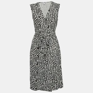 Diane Von Furstenberg Black/White Geometric Print Jersey Midi Wrap Dress L, Dresses - Luxury Closet catalog