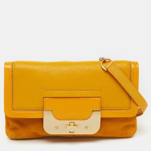 Diane Von Furstenberg Yellow Leather and Suede Harper Flap Shoulder Bag, Shoulder Bags - Luxury Closet catalog