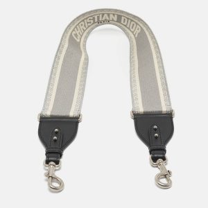 Dior Grey/Black Embroidered Canvas and Leather Shoulder Bag Strap, Luggage Accessories - Luxury Closet catalog