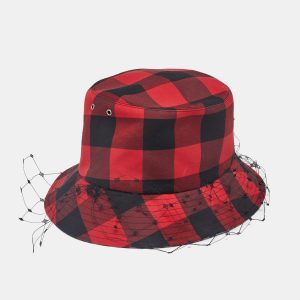 Dior Red Teddy-D Check'N'Dior Veil Bucket Hat Size 58, Apparel & Accessories - Luxury Closet catalog