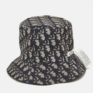 Christian Dior Navy Blue Synthetic Reversible Teddy-D Oblique Bucket Hat Size 57, Apparel & Accessories - Luxury Closet catalog