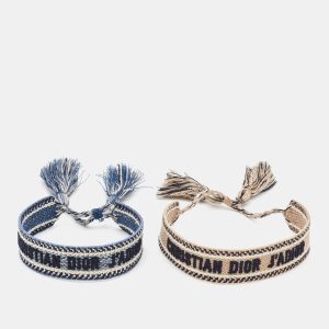 Dior Blue/Beige J'adior Cotton Embroidered Bracelet Set, Jewelry - Luxury Closet catalog