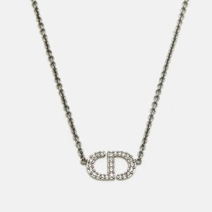 Dior CD Logo Crystal Silver Tone Necklace, Jewelry - Luxury Closet catalog