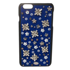 Dior Blue Fabric Stardust Crystal Embellished iPhone 6 Plus Case, Mobile Phone Cases - Luxury Closet catalog