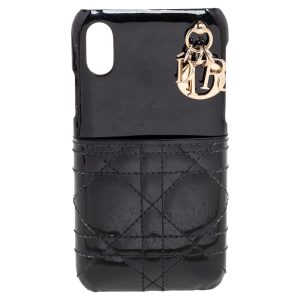 Dior Black Cannage Patent Leather Lady Dior iPhone X/XS Case, Mobile Phone Cases - Luxury Closet catalog