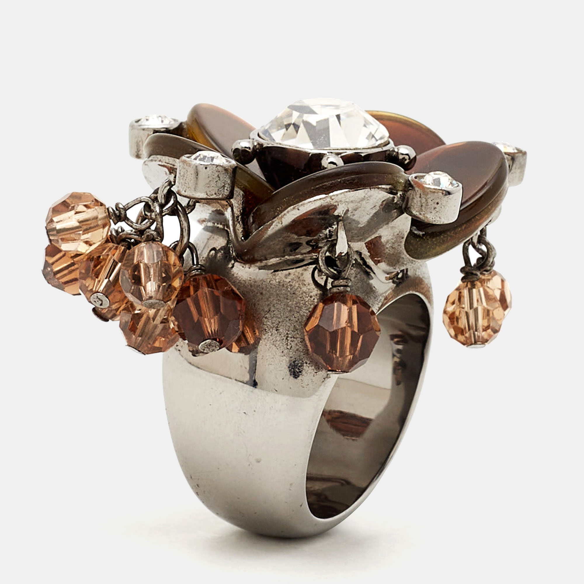 Dior Resin Crystal Beads Silver Tone Ring Size 55, Jewelry - Luxury Closet catalog
