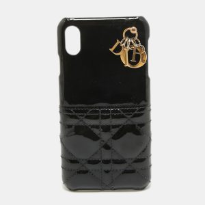 Dior Black Cannage Patent Leather iPhone XS Max Cover, Mobile Phone Cases - Luxury Closet catalog