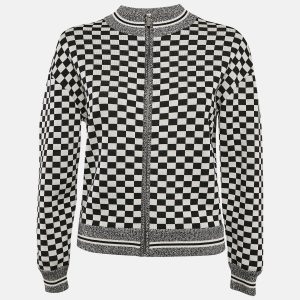 Christian Dior Black/White Checks J'Adior Stretch Knit Zip-Up Jacket S, Coats & Jackets - Luxury Closet catalog