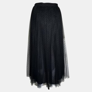 Dior Black Mesh Mid-Length Polkadot Pleated Skirt USA 8, Skirts - Luxury Closet catalog