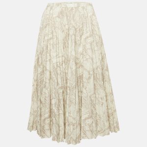 Dior Off-White Printed  Cotton Pleated Midi Skirt S, Skirts - Luxury Closet catalog