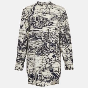 Christian Dior White/Blue Cotton Printed Tunic Top L, Shirts & Tops - Luxury Closet catalog
