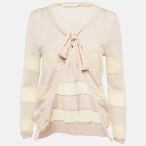 Christian Dior Pink Rib Knit and Silk Paneled Cardigan M, Sweaters & Cardigans - Luxury Closet catalog