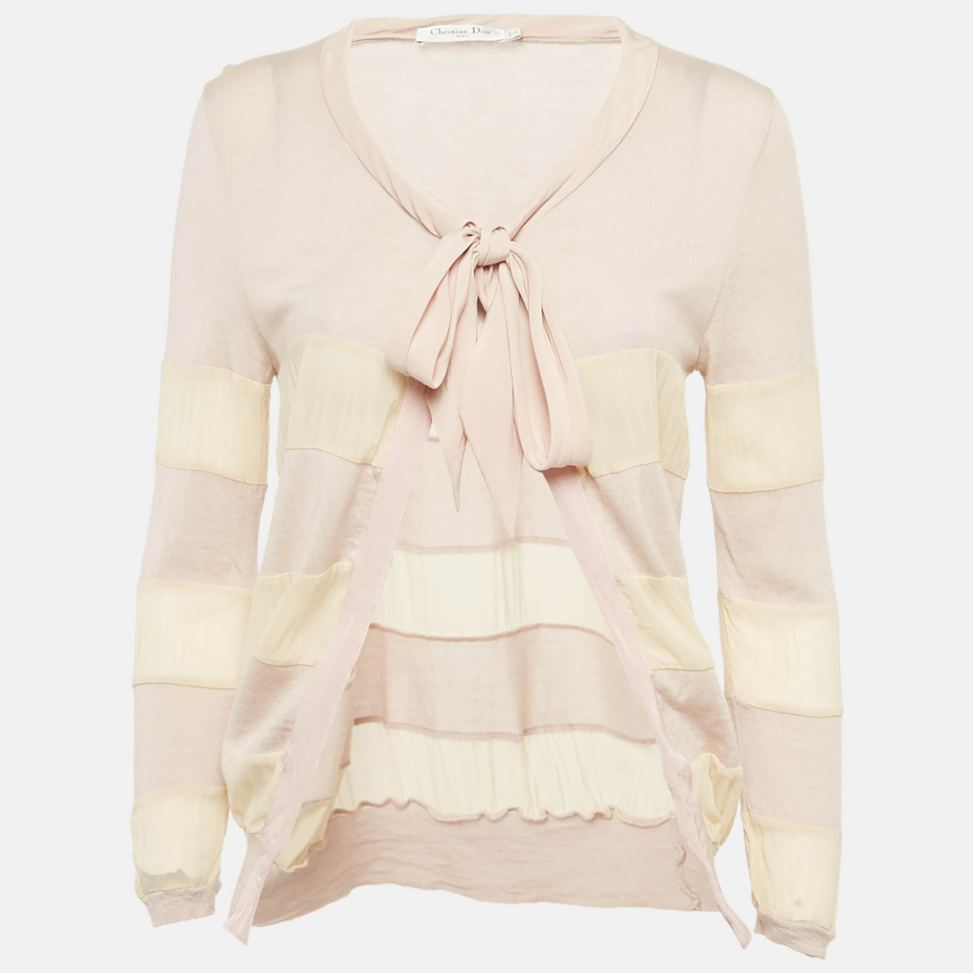 Christian Dior Pink Rib Knit and Silk Paneled Cardigan M, Sweaters & Cardigans - Luxury Closet catalog
