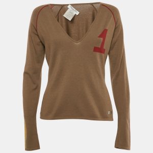 Dior Caramel Brown Long Sleeve V-Neck John Galliano Sweater L, Sweaters & Cardigans - Luxury Closet catalog