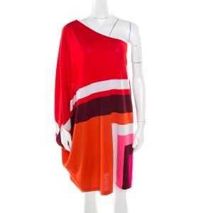 Dior Multicolor Geometric Pattern Wool One Shoulder Mini Dress S, Dresses - Luxury Closet catalog